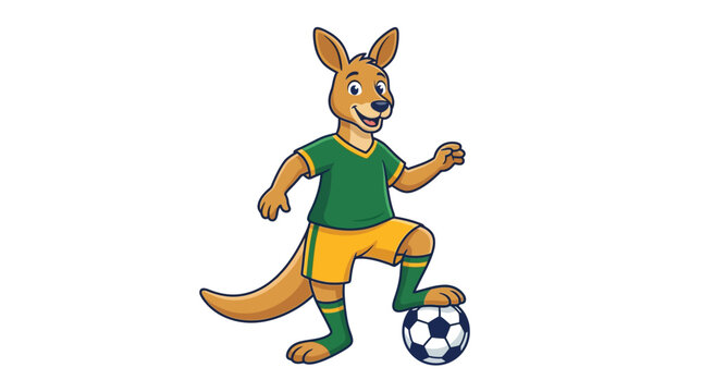 Matilda mascot kangaroo in soccer gear, perfect for sports events, team merchandise, childrens products, mascots, and educational materials.