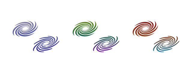 Set of colorful galaxy swirl icons and spiral shapes © Graphichax