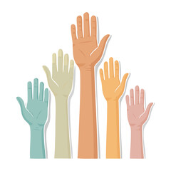 Fototapeta premium Colorful raised hands illustration