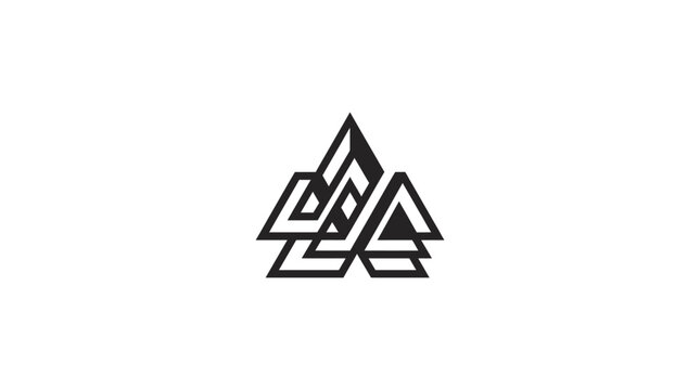 Geometric overlapping triangles forming an abstract mountain peak logo.