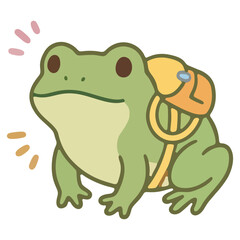 Fototapeta premium Cute Green Frog Wearing Yellow Backpack Cartoon Vector