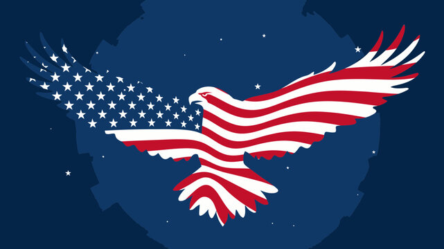 Patriotic Eagle with Stars and Stripes