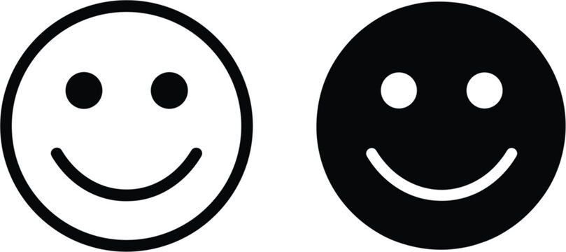 Smiley face vector icon collection isolated, happy emoticon symbols and positive feedback illustration design set