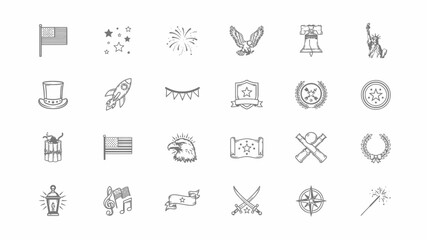 Fototapeta premium Patriotic National Symbol Icon Set