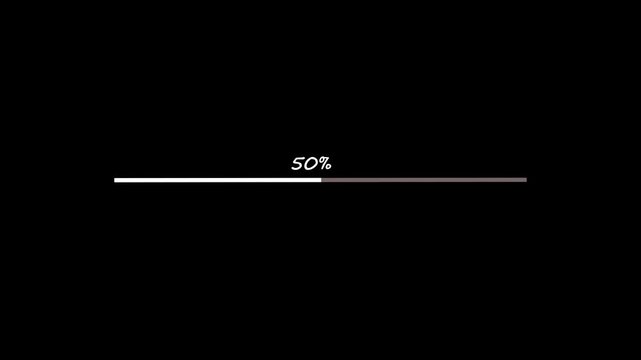Futuristic Progress Loading Bar Animation with Percentage Indicator on Transparent Background 4K