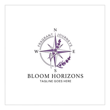 Elegant botanical navigation logo designed for spas, aromatherapy brands, or travel boutiques focusing on sensory and peaceful experiences.