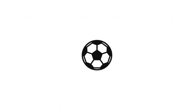 Minimalist black and white soccer ball animation icon 4k