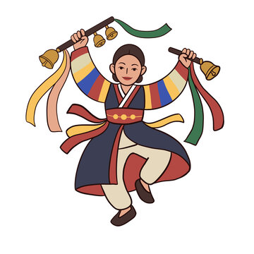 한국 무당 무속인 일러스트 손그림