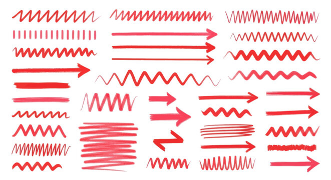 Collection of handdrawn red arrows and scribble lines