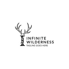 Fototapeta premium Clean and modern monogram logo perfect for hunting lodges, outdoor lifestyle brands, or conservation groups wanting a sophisticated nature-inspired look.