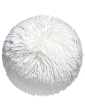 A fluffy white object resembling a pom-pom or fur