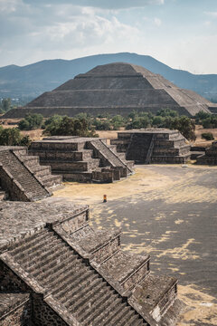 Scenery of the Pyramids of the Sun and Moon in Teotihuacan, Mexico