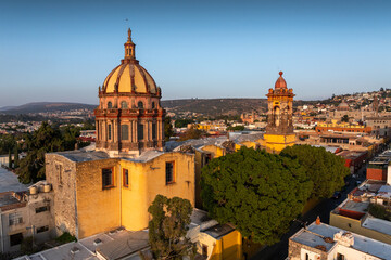 Aerial view of the ancient city architecture of the Basilica of Our Lady of the Immaculate Conception in Mexico City