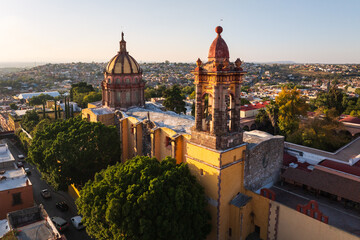 Aerial view of the ancient city architecture of the Basilica of Our Lady of the Immaculate Conception in Mexico City