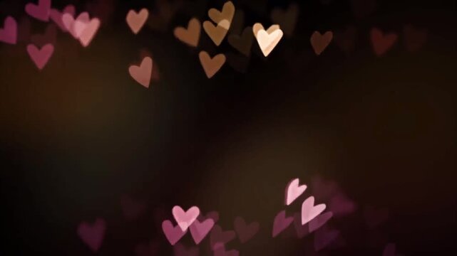 Animation pink hearts on a black background.