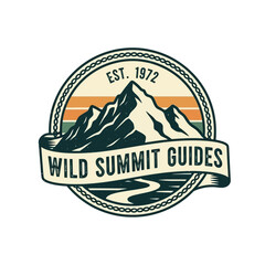 Fototapeta premium Classic outdoor adventure emblem for mountain guides, hiking tours, and nature groups.