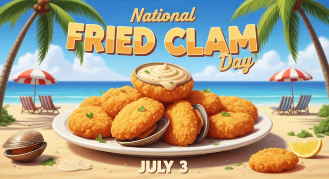 National fried clam day celebration poster