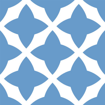 Blue and white seamless geometric tile pattern vector illustration