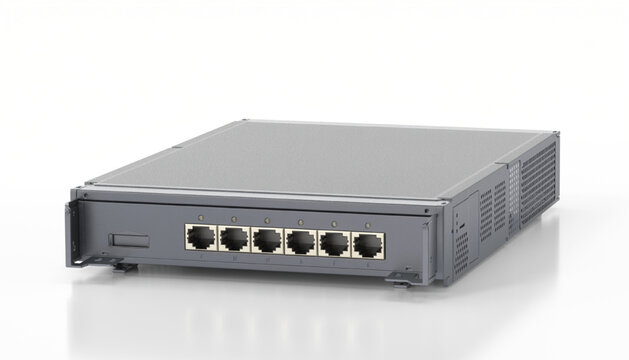 Gray network switch with Ethernet ports
