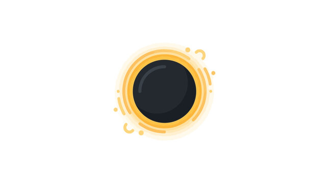 Minimalistic Black Solar Eclipse Icon with Yellow Glow Effect