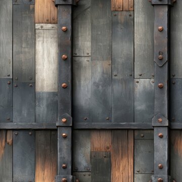 Rustic Wooden Door with Metal Accents