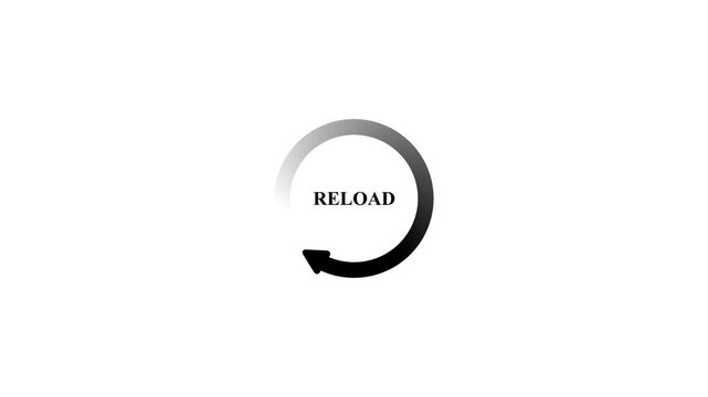 circular reload icon animation with a spinning arrow, representing data refresh, loading process, system update, and digital interactivity on a white background, with 4k video animation.