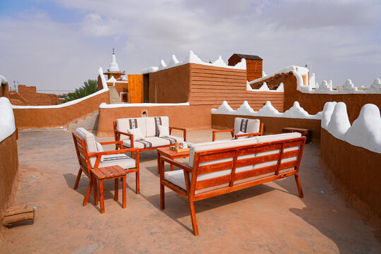 Rooftop terrace of the Home of Ibrahim ben Saleh Aleisa in Ushaiqer, Saudi Arabia