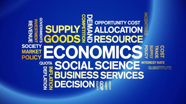 Economics animated word cloud-text design animation tag kinetic typography seamless loop.