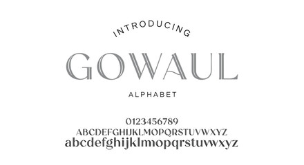 Obraz premium Gowaul Alphabet Poster decorative illustration collection, stylized typeface artwork, font motif design composition, lettering vector set, typographic graphics