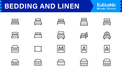 Bedding And Linen Essentials Line Icon Set – Modern, Minimal, Vector Collection for Professional Use © MDSalim