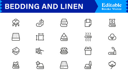 Bedding And Linen Essentials Line Icon Set – Modern, Minimal, Vector Collection for Professional Use © MDSalim