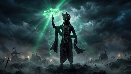 Obraz premium Emerald Divine Protector Krishna