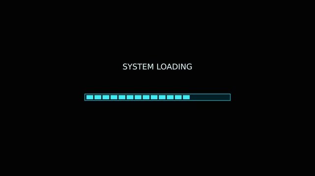 Segmented Cyan Progress Loading Bar on Black