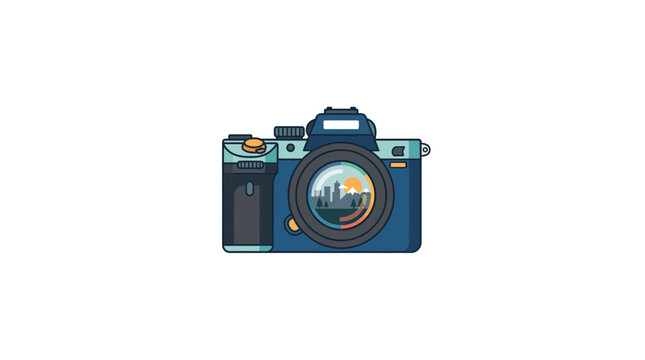 Retro Vintage Camera Illustration with Lens Reflection