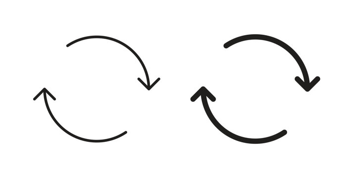 Refresh icon set different line and flat style collection.