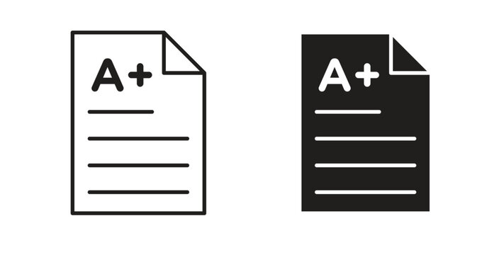 Report card icon set different line and flat style collection.