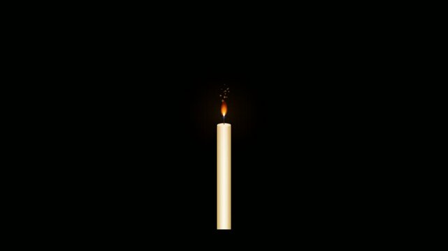 Candle Flame Looped Animation Glowing Candlelight Motion Effect on Black