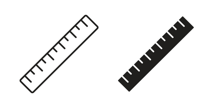 Ruler icon set different line and flat style collection.