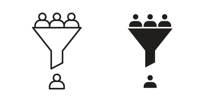 sales conversion icon set different line and flat style collection.