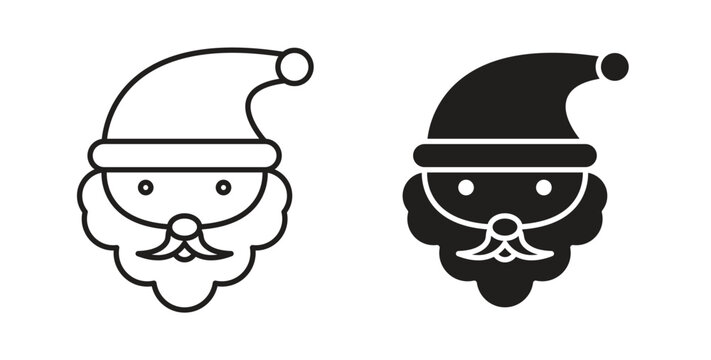 Santa Claus icon set different line and flat style collection.
