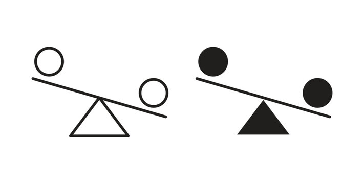 Seesaw icon set different line and flat style collection.