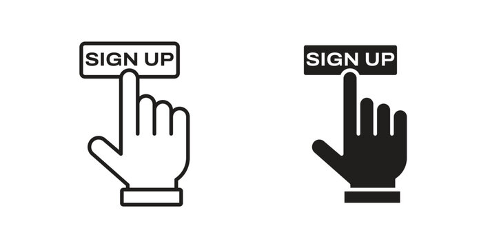 Sign up icon set different line and flat style collection.