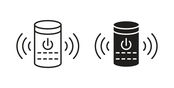 Smart speaker icon set different line and flat style collection.
