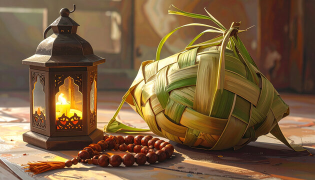 Lantern ketupat and prayer beads