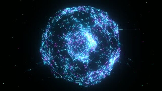 Neural Technology Abstract Background Glowing Particle Sphere Artificial Intelligence Network