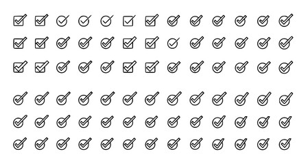 Check mark and approval icon collection with verified checkbox and success symbols vector illustration © MDSHAHIN