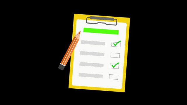 Checklist icon with a pencil and a mark isolated on an alpha-channel background.