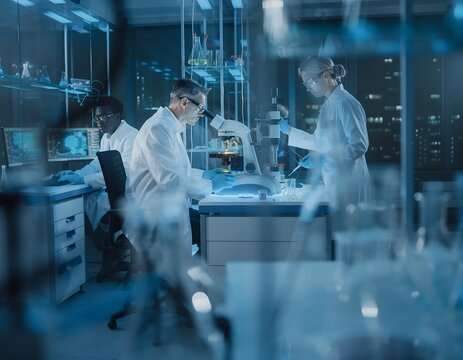Scientists Collaborating in Modern Laboratory Conducting Research and Experiments.