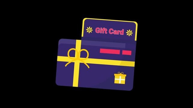 Gift card icon animation isolated on alpha channel background 