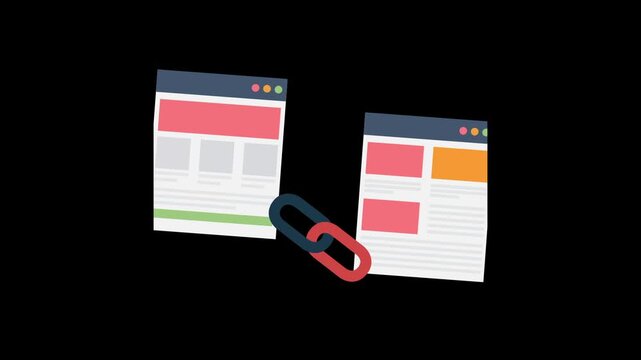 Link building icon animation isolated on alpha channel background 